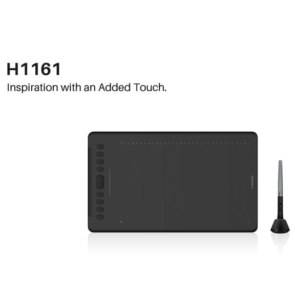 HUION H1161 5080 LPI Touch Strip Art Drawing Tablet for Fun, with Battery-free Pen & Pen Holder