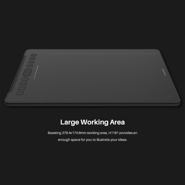 HUION H1161 5080 LPI Touch Strip Art Drawing Tablet for Fun, with Battery-free Pen & Pen Holder