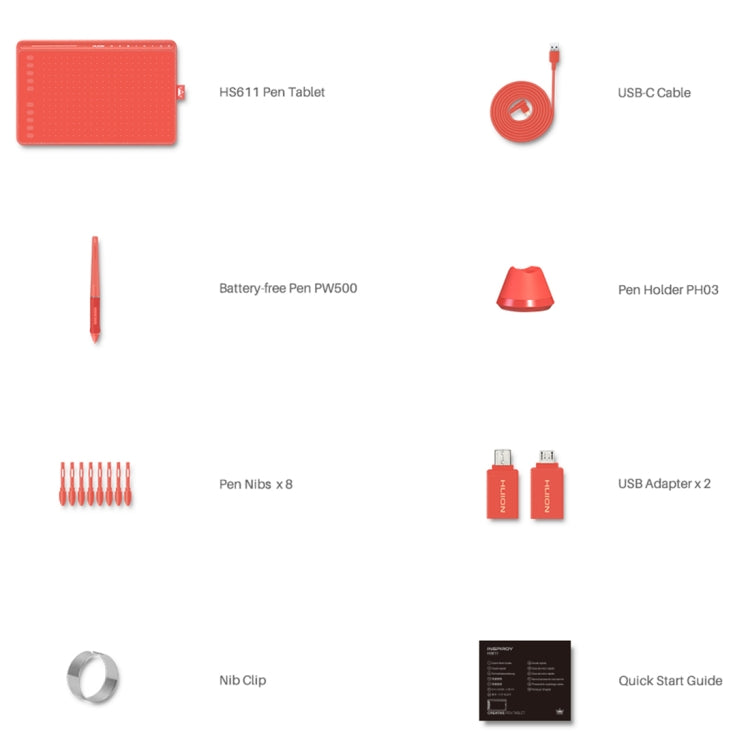 HUION HS611 5080 LPI Touch Strip Art Drawing Tablet for Fun, with Battery-free Pen & Pen Holder (Grey) - free shipping - PMC TechLife - Order now!