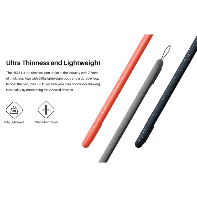 HUION HS611 5080 LPI Touch Strip Art Drawing Tablet for Fun, with Battery-free Pen & Pen Holder (Red) - free shipping - PMC Jewellery - Order now!
