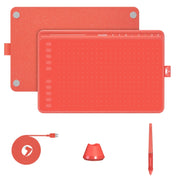 HUION HS611 5080 LPI Touch Strip Art Drawing Tablet for Fun, with Battery-free Pen & Pen Holder (Red)