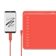 HUION HS611 5080 LPI Touch Strip Art Drawing Tablet for Fun, with Battery-free Pen & Pen Holder (Red)