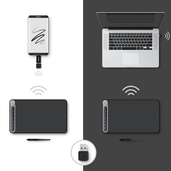 HUION Q620M 5080 LPI Wireless Art Drawing Tablet for Fun, with Battery-free Pen & Pen Holder