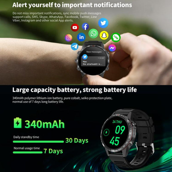 HAMTOD 1.6 inch Water-resistant Smart Watch, Support Bluetooth Call / Heart Rate / Blood Oxygen Monitoring / NFC (Black)