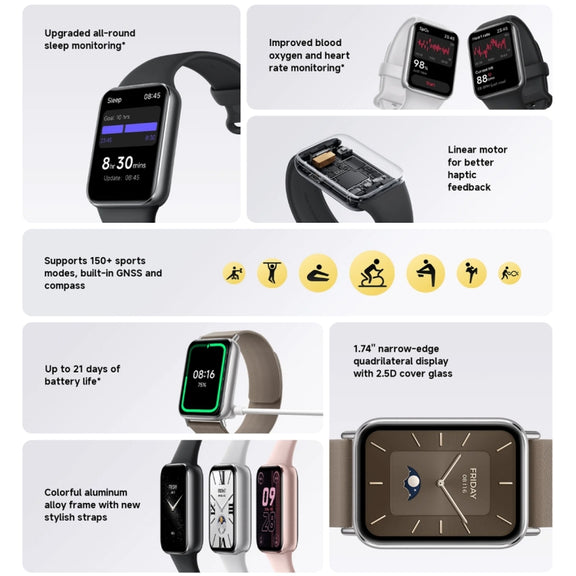 Original Xiaomi Smart Band 9 Pro 1.74 inch AMOLED Screen 5ATM Water-resistant Smart Watch, Support Blood Oxygen / Heart Rate Monitor (Black)
