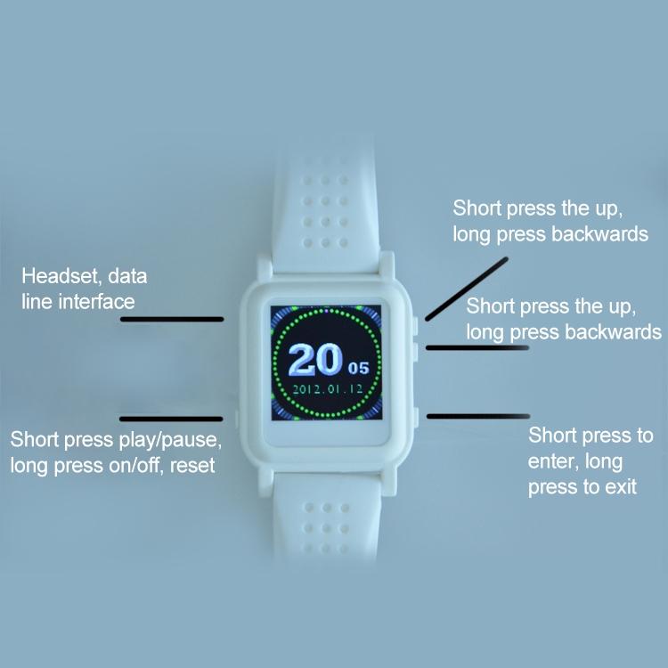 Q998 16GB MP4 E-book Privacy Reading Smart Watch, Support Time Display / Music & Video Playing / Picture Browsing / Stopwatch(White)