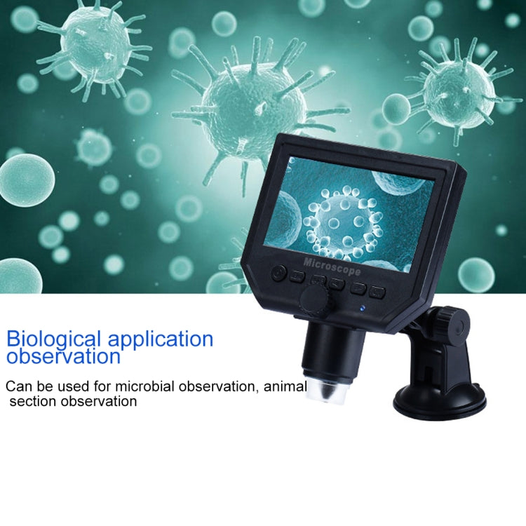 G600 600X 3.6MP 4.3 inch HD LCD Display USB Charging Portable Digital Microscope with LED Light, Support Micro SD Card(64GB Max), US Plug, AC 100-240V - free shipping - PMC TechLife - Order now!
