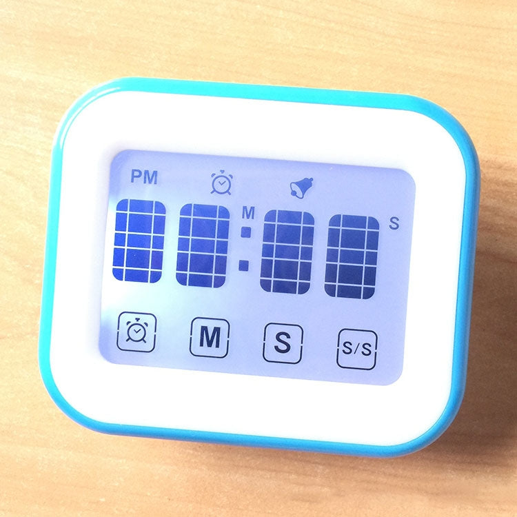 Kitchen Timer Digital Alarm Clock Large LCD Touch Screen Come with Night Light for Cooking Baking(Blue)