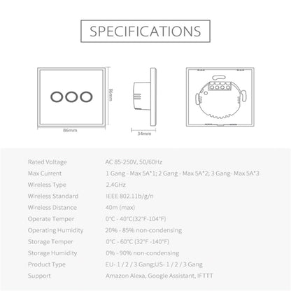NEO NAS-SC03W Wireless WiFi EU Smart Light Control Switch 3Gang - free shipping - PMC Jewellery - Order now!