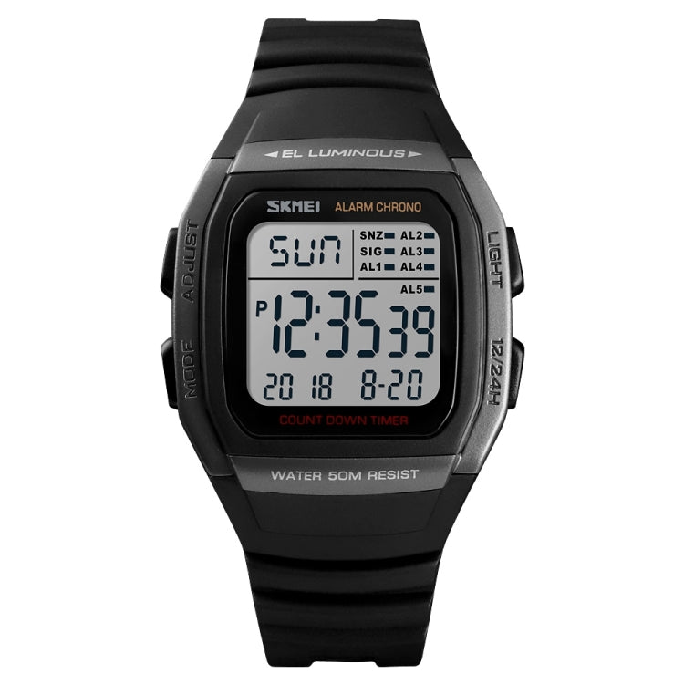 SKMEI 1278 Fashionable Outdoor 50m Waterproof Digital Watch Student Sports Wrist Watch Support 5 Group Alarm Clocks (Titanium) - free shipping - PMC TechLife - Order now!