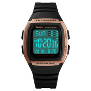 SKMEI 1278 Fashionable Outdoor 50m Water-resistant Digital Watch Student Sports Wrist Watch Support 5 Group Alarm Clocks(Rose Gold)