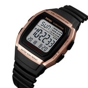 SKMEI 1278 Fashionable Outdoor 50m Water-resistant Digital Watch Student Sports Wrist Watch Support 5 Group Alarm Clocks(Rose Gold)