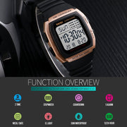 SKMEI 1278 Fashionable Outdoor 50m Water-resistant Digital Watch Student Sports Wrist Watch Support 5 Group Alarm Clocks(Rose Gold)