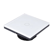 86mm 1 Gang Tempered Glass Panel Wall Switch Smart Home Light Touch Switch with RF433 Remote Controller, AC 110V-240V(White)