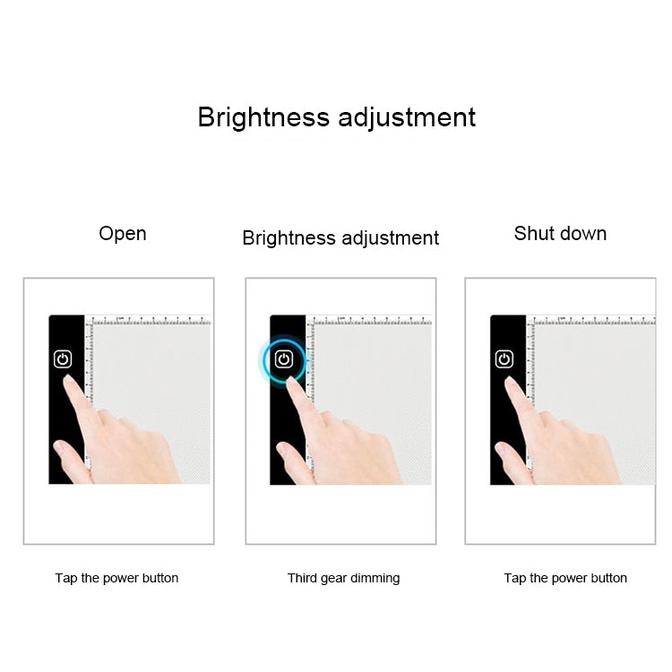 3.5W 5V LED USB Three Level of Brightness Dimmable A4 Acrylic Scale Copy Boards Anime Sketch Drawing Sketchpad with USB Cable 1.5m & Power Adapter