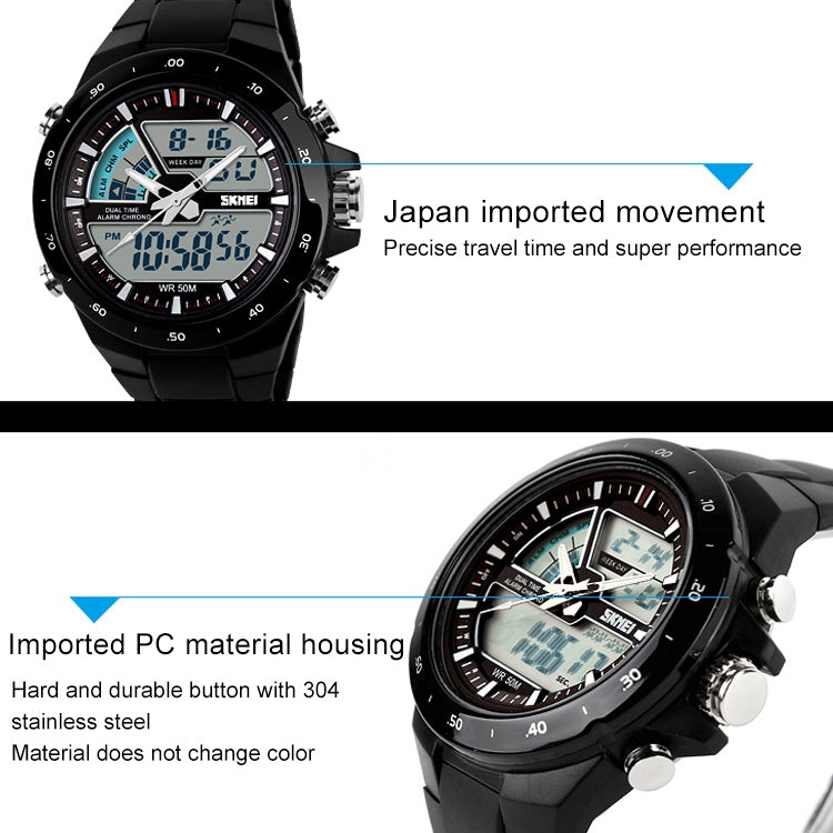 SKMEI 1016 Multifunctional Men Outdoor Sports Noctilucent Waterproof Double Digital Watch (Black) - free shipping - PMC Jewellery - Order now!