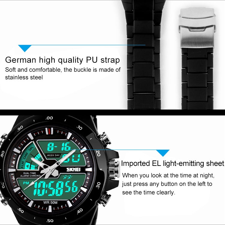 SKMEI 1016 Multifunctional Men Outdoor Sports Noctilucent Waterproof Double Digital Watch (Black) - free shipping - PMC Jewellery - Order now!