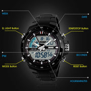 SKMEI 1016 Multifunctional Men Outdoor Sports Noctilucent Water-resistant Double Digital Watch (Gold)