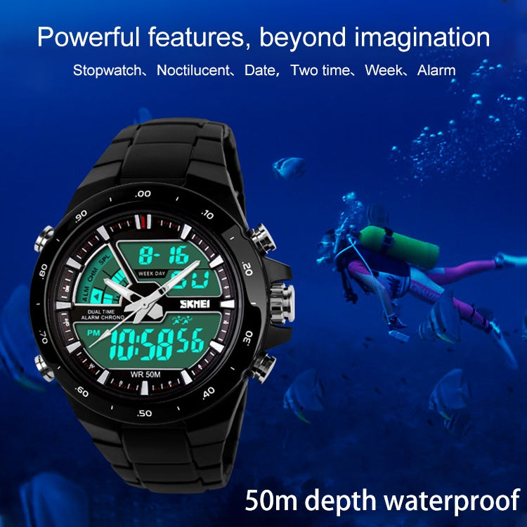 SKMEI 1016 Multifunctional Men Outdoor Sports Noctilucent Water-resistant Double Digital Watch (Gold)