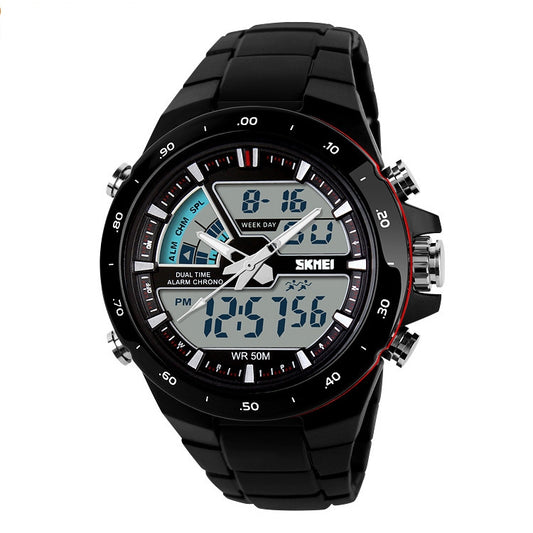 SKMEI 1016 Multifunctional Men Outdoor Sports Noctilucent Waterproof Double Digital Watch (Red + Black) - free shipping - PMC Jewellery - Order now!
