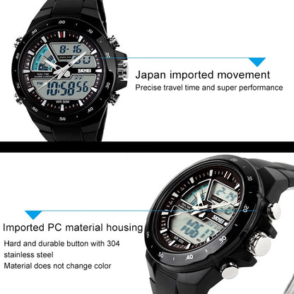 SKMEI 1016 Multifunctional Men Outdoor Sports Noctilucent Waterproof Double Digital Watch (Red + Black) - free shipping - PMC Jewellery - Order now!