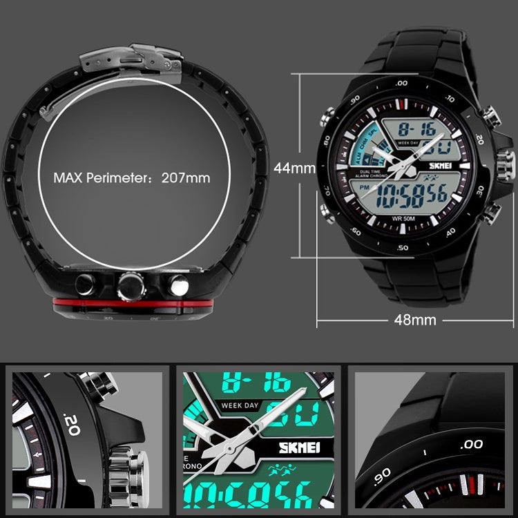 SKMEI 1016 Multifunctional Men Outdoor Sports Noctilucent Waterproof Double Digital Watch (Red + Black) - free shipping - PMC Jewellery - Order now!