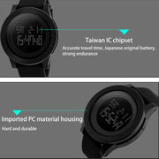SKMEI 1142 Multifunctional Men Outdoor Sports Noctilucent Water-resistant Silica Gel Digital Watch (Black)