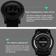 SKMEI 1142 Multifunctional Men Outdoor Sports Noctilucent Water-resistant Silica Gel Digital Watch (Black)