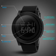 SKMEI 1142 Multifunctional Men Outdoor Sports Noctilucent Water-resistant Silica Gel Digital Watch (Black)