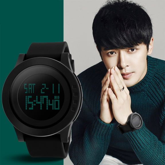 SKMEI 1142 Multifunctional Men Outdoor Sports Noctilucent Water-resistant Silica Gel Digital Watch (Black)