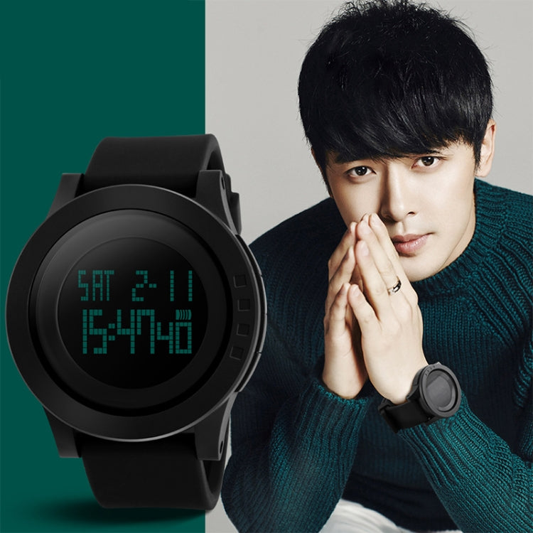 SKMEI 1142 Multifunctional Men Outdoor Sports Noctilucent Water-resistant Silica Gel Digital Watch (Black)