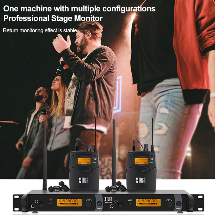 XTUGA IEM1200 Wireless Transmitter 4 Bodypack Stage Singer In-Ear Monitor System (UK Plug)