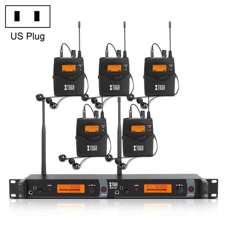 XTUGA IEM1200 Wireless Transmitter 5 Bodypack Stage Singer In-Ear Monitor System(US Plug) - free shipping - PMC Jewellery - Order now!