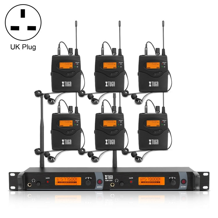 XTUGA IEM1200 Wireless Transmitter 6 Bodypack Stage Singer In-Ear Monitor System (UK Plug) - Microphone by XTUGA | Online Shopping South Africa | PMc TechLife | Buy Now Pay Later Mobicred