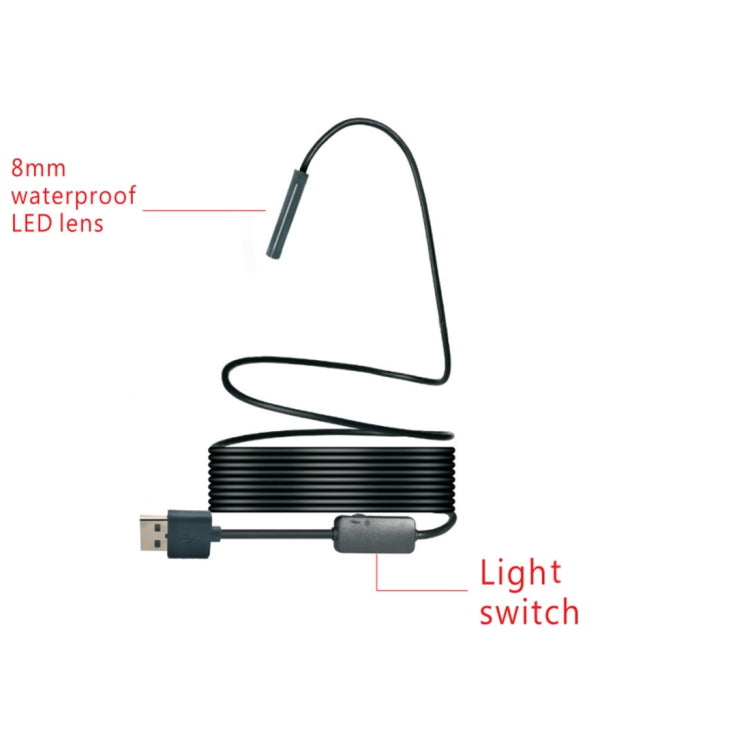 YPC110 8mm 2.0MP HD Camera WiFi Endoscope Snake Tube Inspection Camera with 8 LED, Water-resistant IP68, Lens Diameter: 8mm, Length: 3.5m, Soft Line