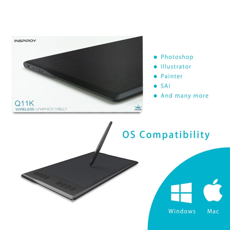 HUION Inspiroy Series Q11K 5080LPI Professional Art USB Graphics Drawing Tablet for Windows / Mac OS, with Digital Pen - free shipping - PMC Jewellery - Order now!