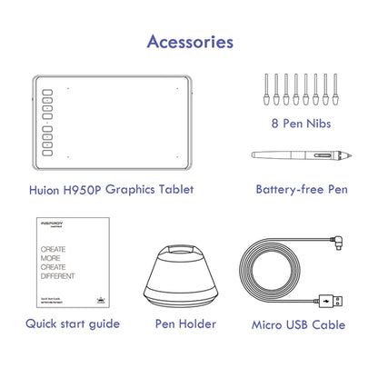 HUION Inspiroy Series H950P 5080LPI Professional Art USB Graphics Drawing Tablet for Windows / Mac OS, with Battery-free Pen - free shipping - PMC Jewellery - Order now!