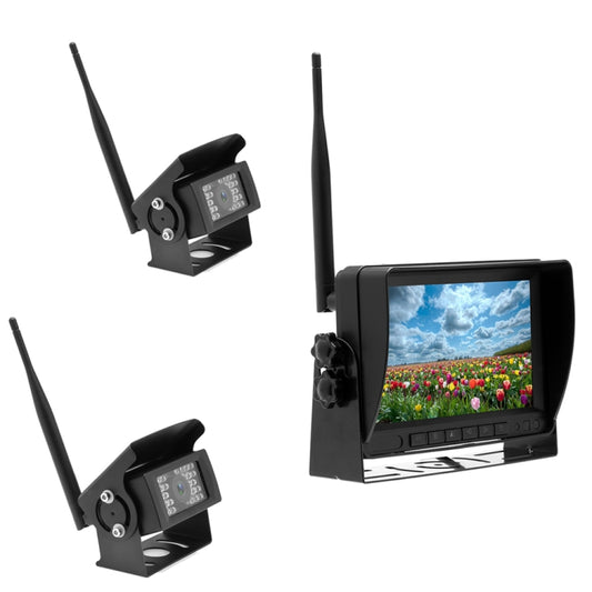 K0232 7 inch 140 Degrees Wide Angle HD Car Rear View Backup Dual Cameras Rearview Monitor Split Screen - free shipping - PMC Jewellery - Order now!