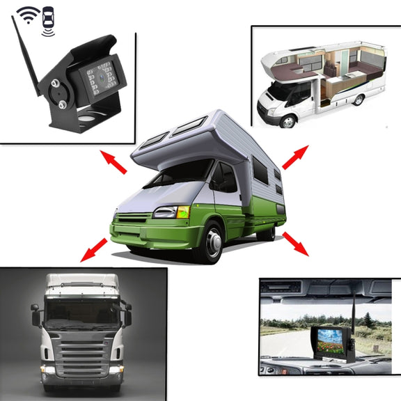K0232 7 inch 140 Degrees Wide Angle HD Car Rear View Backup Dual Cameras Rearview Monitor Split Screen