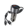 Yesido Y58 60W PD + QC3.0 Dual Port Car Fast Charger with USB-C / Type-C + 8 Pin Spring Cable - free shipping - PMC TechLife - Order now!