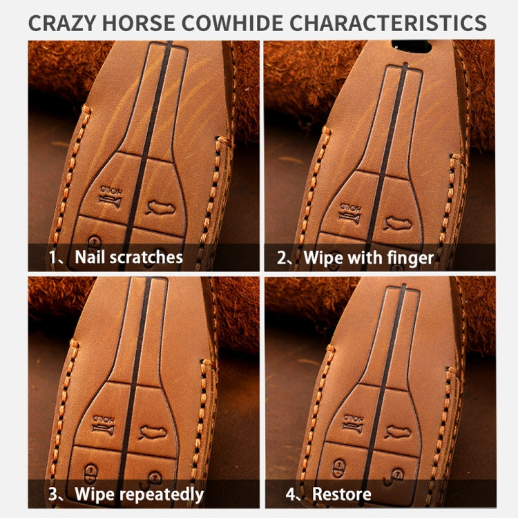For Ford F-150 4-button C072/1 Car Key Leather Protective Case (Brown)