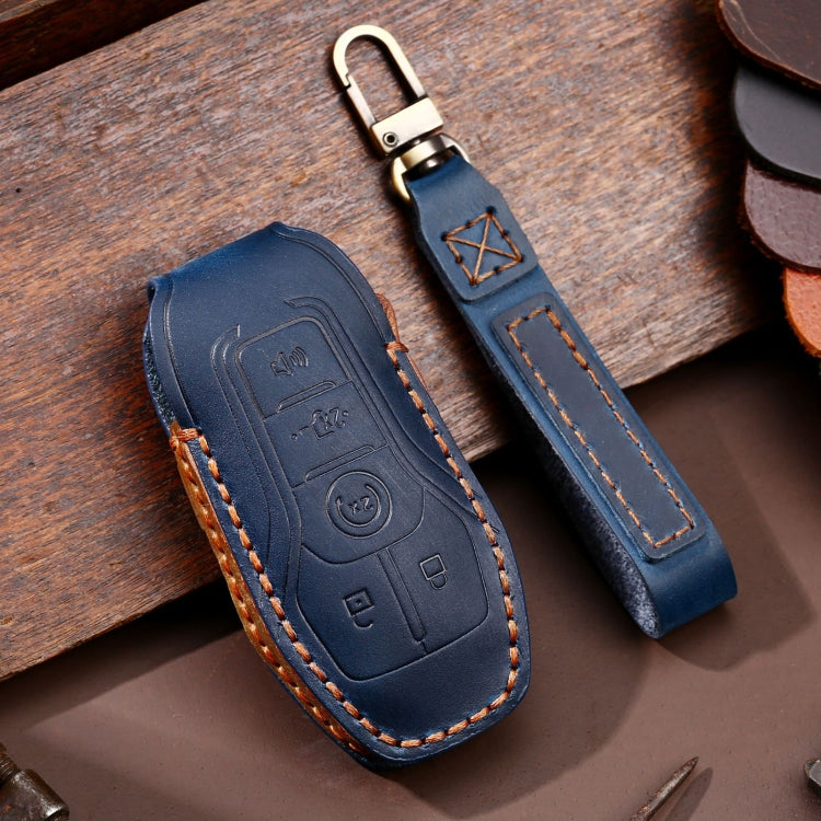 For Ford F-150 3-button C074 Car Key Leather Protective Case (Blue) - Car Key Cases by PMC TechLife | Online Shopping South Africa | PMC TechLife | Buy Now Pay Later Mobicred