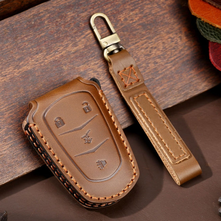 For Cadillac / CT5 / CT6 / XT6 4-button C086 Car Key Leather Protective Case (Brown) - Car Key Cases by PMC TechLife | Online Shopping South Africa | PMC TechLife | Buy Now Pay Later Mobicred