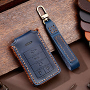 For Cadillac 5-button C091 Car Key Leather Protective Case (Blue)