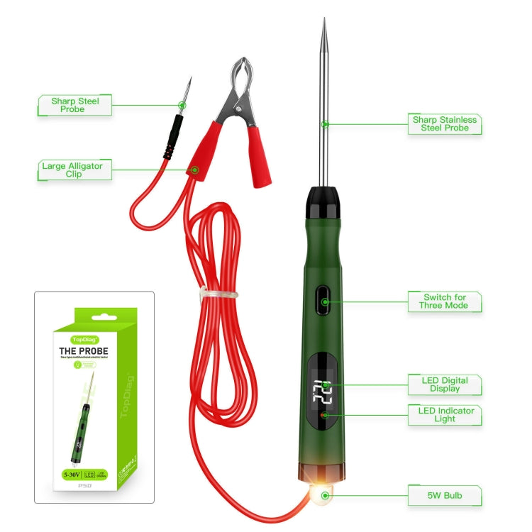 TopDiag P50 Car Digital Display Positive Load Voltage Measuring Instrument with Light - Electronic Test by PMC TechLife | Online Shopping South Africa | PMC TechLife | Buy Now Pay Later Mobicred