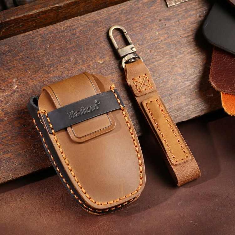For Lincoln Hallmo Car Cowhide Leather Key Protective Cover Key Case(Brown) - Car Key Cases by Hallmo | Online Shopping South Africa | PMC TechLife | Buy Now Pay Later Mobicred