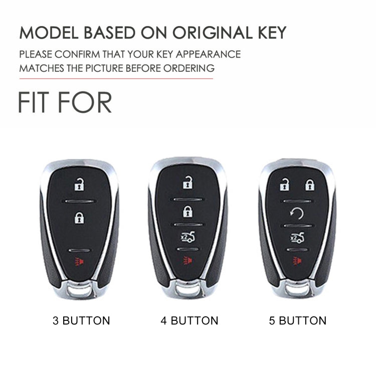 For Chevrolet 4-button Hallmo Car Cowhide Leather Key Protective Cover Key Case(Blue) - Car Key Cases by Hallmo | Online Shopping South Africa | PMC TechLife | Buy Now Pay Later Mobicred