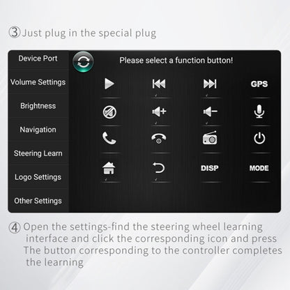 DQX-999A Multifunctional Steering Wheel Button Controller Car DVD Screen Wireless Remote Control (Black) - free shipping - PMC Jewellery - Order now!