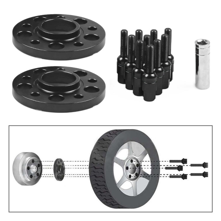 For Mercedes-Benz 15mm Car Modified Wheel Hub Flange Center Wheel Spacer with M12x1.5 Screws (Black) - Wheels Tires & Parts by PMC TechLife | Online Shopping South Africa | PMC TechLife | Buy Now Pay Later Mobicred