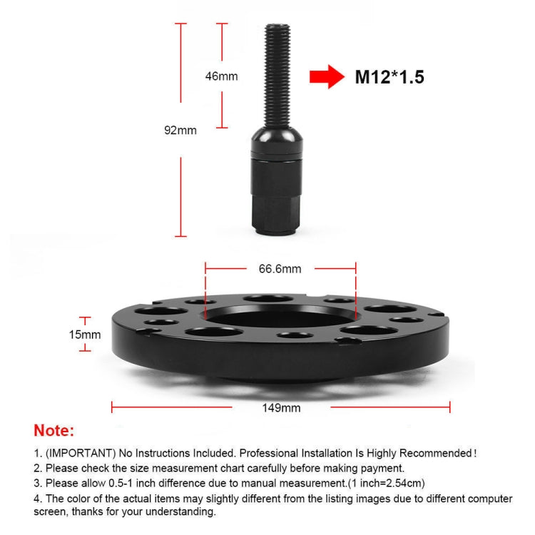 For Mercedes-Benz 15mm Car Modified Wheel Hub Flange Center Wheel Spacer with M12x1.5 Screws (Black) - Wheels Tires & Parts by PMC TechLife | Online Shopping South Africa | PMC TechLife | Buy Now Pay Later Mobicred